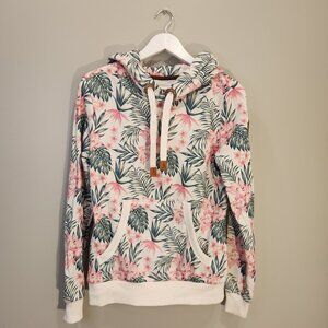 Wanakome Pink & Green Floral Hoodie Sweatshirt